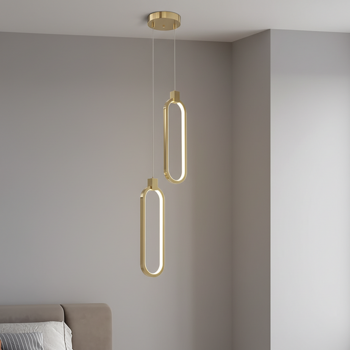 Double Gold Ring LED Pendant Light