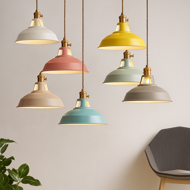 Industrial Coloured Metal Dome Pendant LED Light