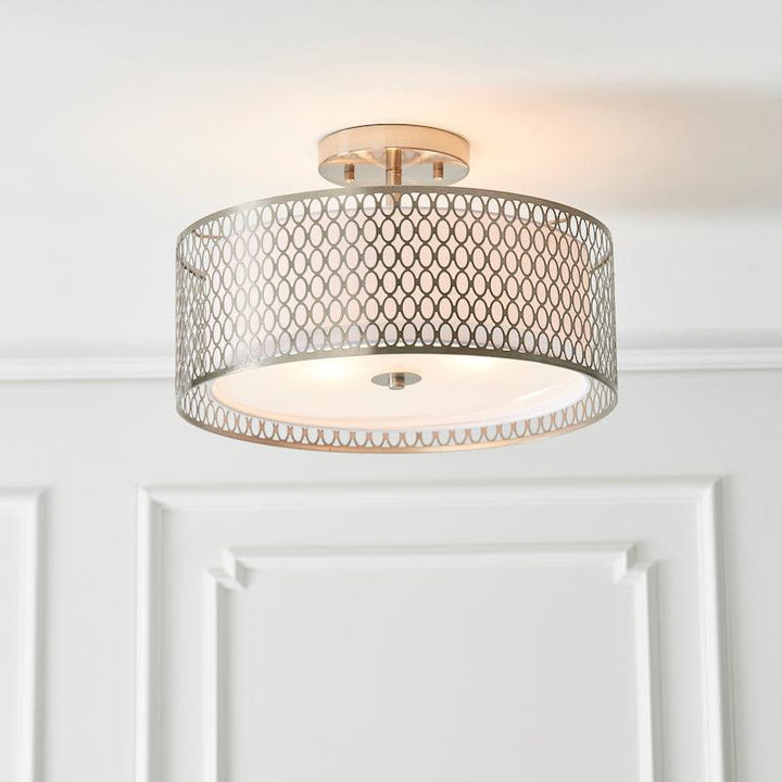 Cordero 3 light nickel flush ceiling light – main product view