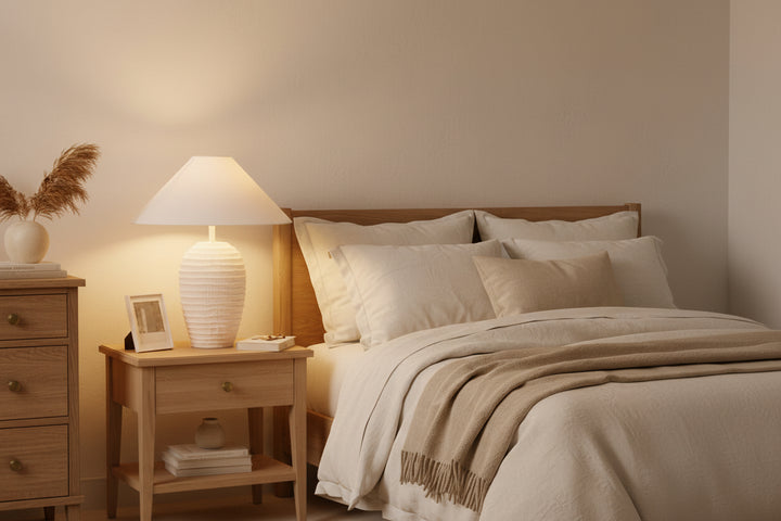 Noverra white sculptural ceramic lamp full view