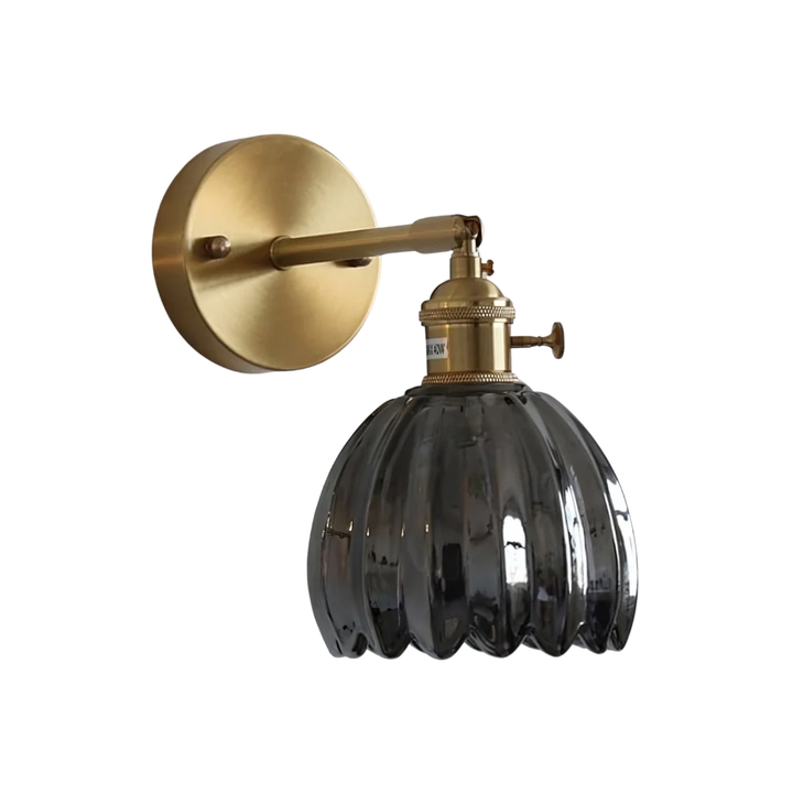 Vintage Brass Tulip Glass Wall Sconce – Indoor
