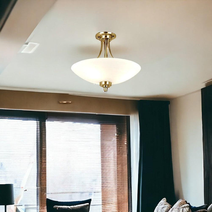 Endon Welles 3 arm antique brass ceiling light – main product view