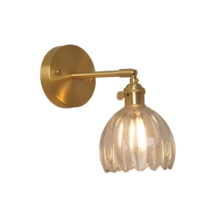 Vintage Brass Tulip Glass Wall Sconce – Indoor