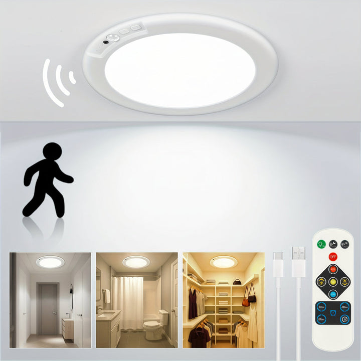 Motion Sensor LED Ceiling Light – Rechargeable Flush Mount