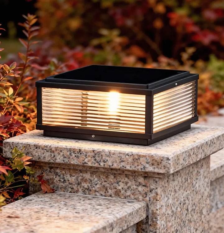 Modern Solar Garden Pillar Light – IP65 Glass, 3 Colour Temperature