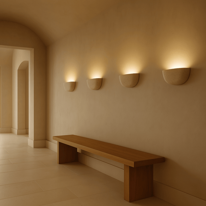 Lumo wabi-sabi travertine stone wall lamp – main product view