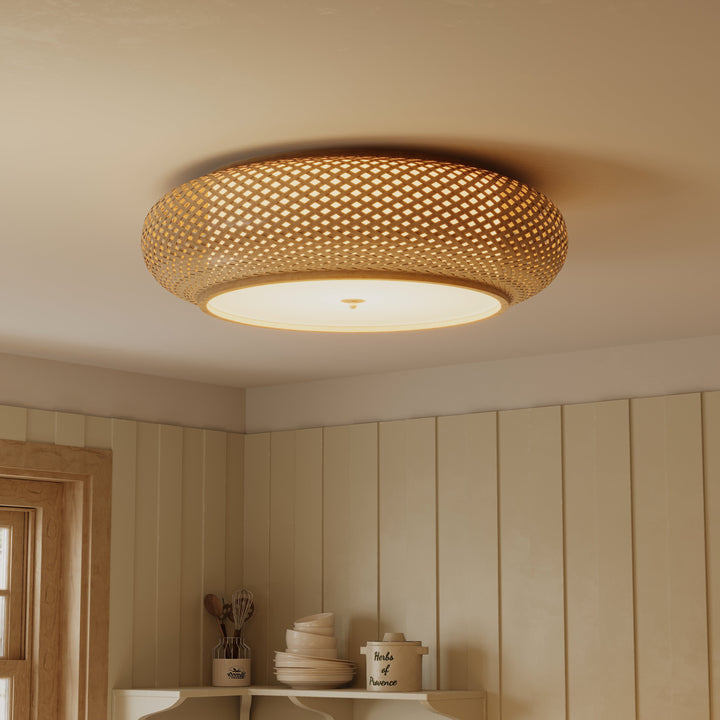 Lutta Bamboo Flush Ceiling Light