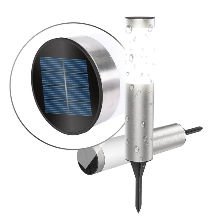 Slim stainless steel bollard light in silver finish