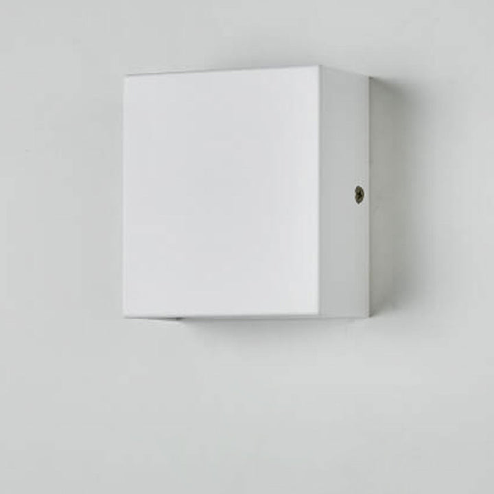 Square LED outdoor sconce showing weather-resistant aluminium