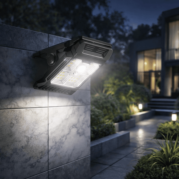 Modern Rectangular Solar LED Motion Sensor Wall Light