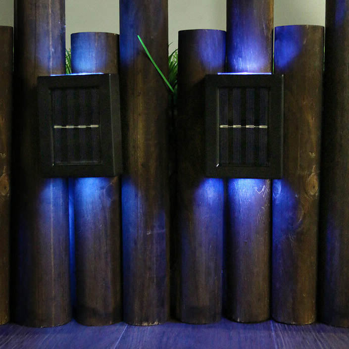 Modern Square 2-Light LED Solar Wall Sconce