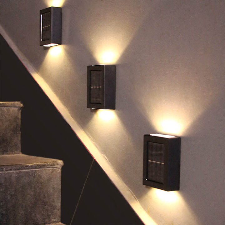 Modern Square 2-Light LED Solar Wall Sconce