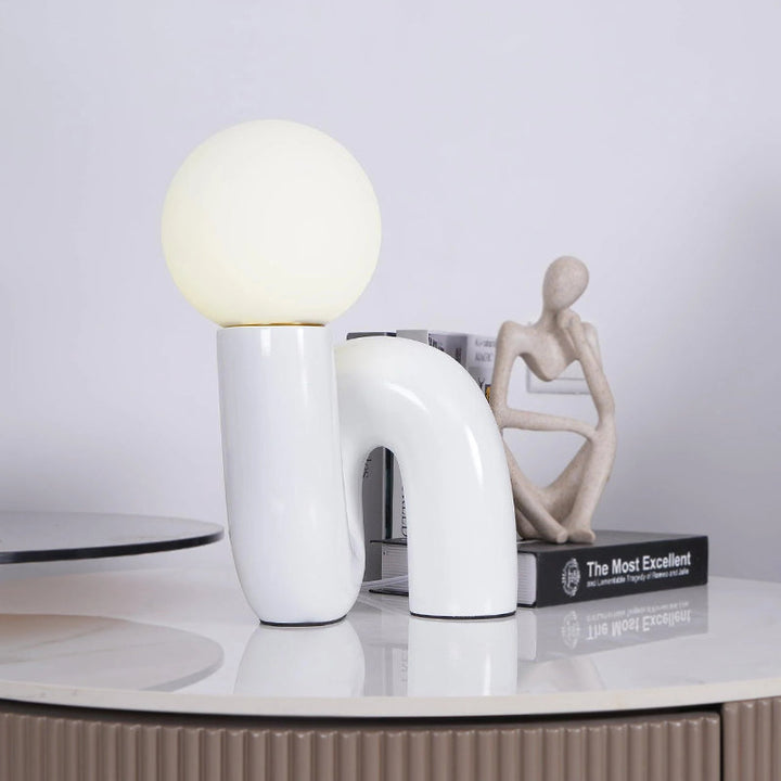 Neo Table Lamp – sculptural resin pebble base with glass globe – view 10
