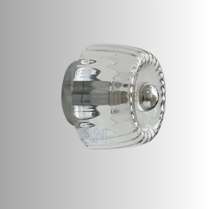 Bauhaus round wall sconce close-up of geometric disc