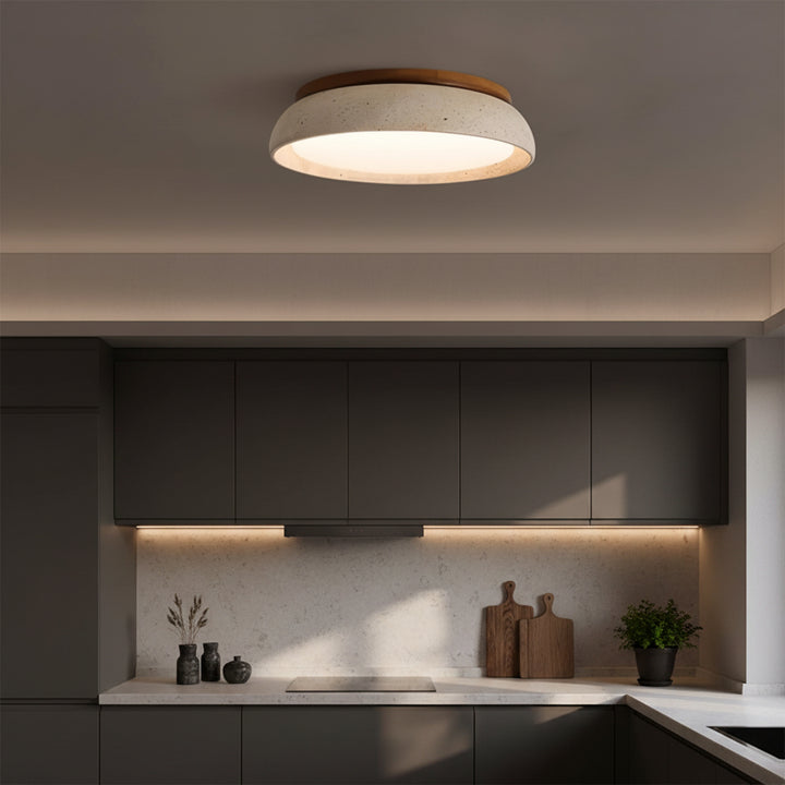 Kloris Travertine Ceiling Light — natural stone detail