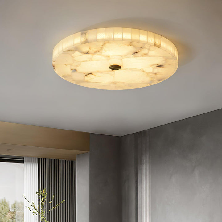 Ralbena alabaster ceiling lamp close-up – integrated LED light