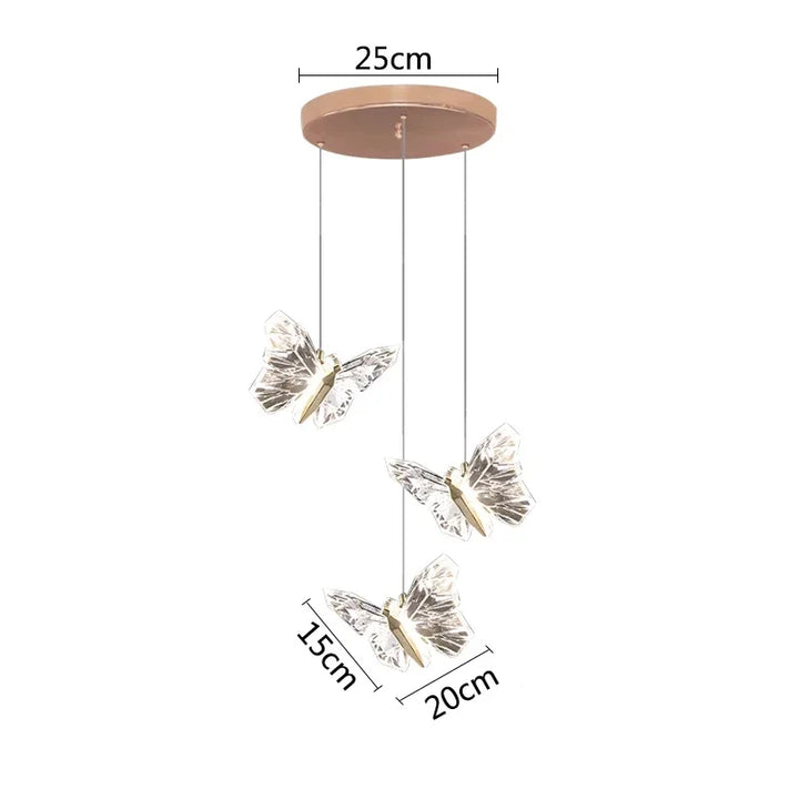 Elanique crystal ceiling lamp single butterfly close-up