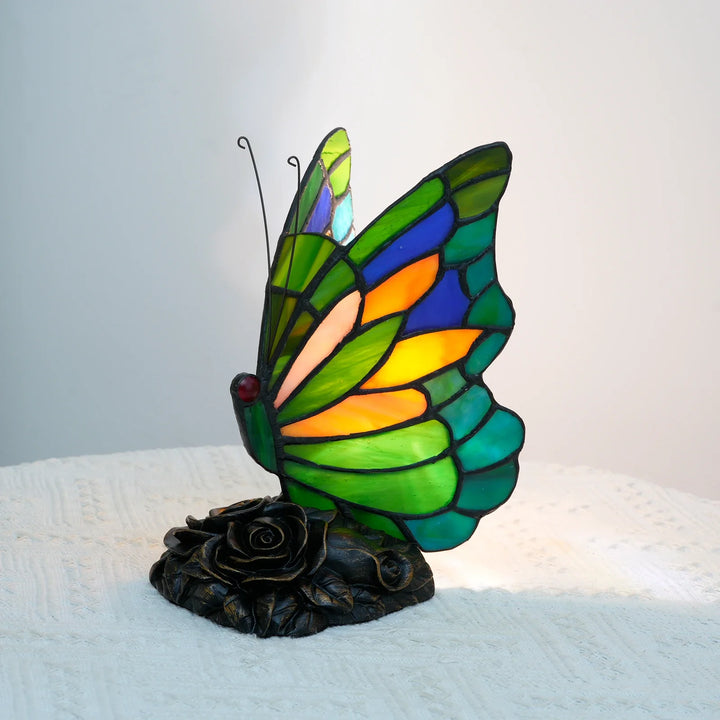 Zyrelis vintage stained glass butterfly table lamp