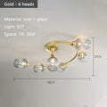 Gold - 6 cups / Gradient blue / Cool white light