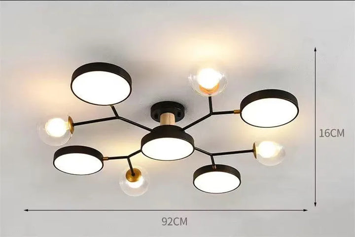 Elvirox tri-colour LED ceiling light 9-light black finish