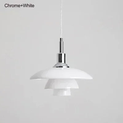 Danish Designer Dish Pendant Light — Three-Layer Glass in White, Gold, Silver