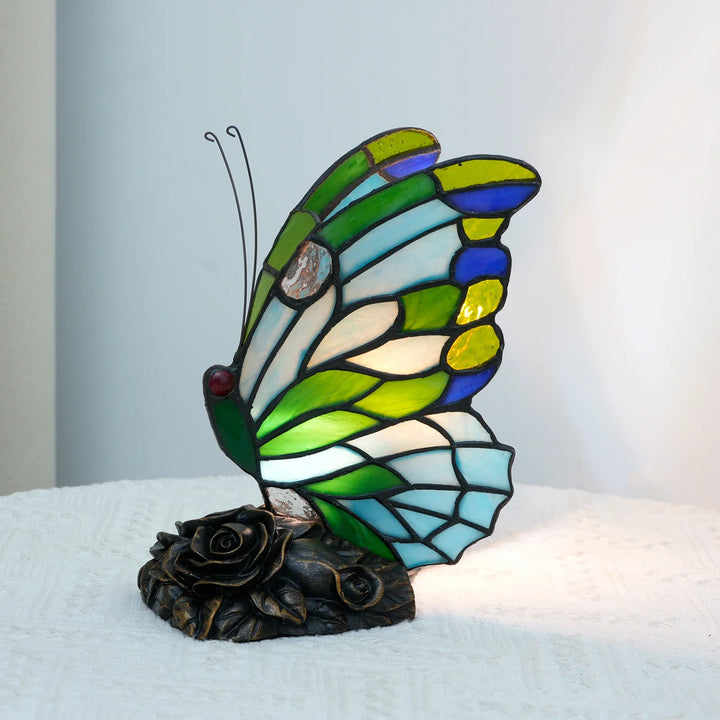Zyrelis vintage glass butterfly table lamp side view