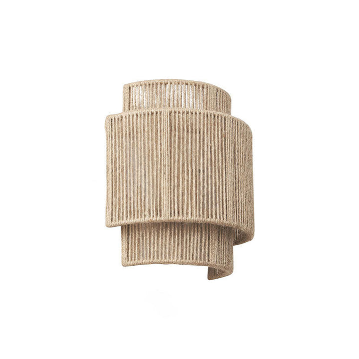 Japanese rattan curved rope wall sconce in handwoven wicker