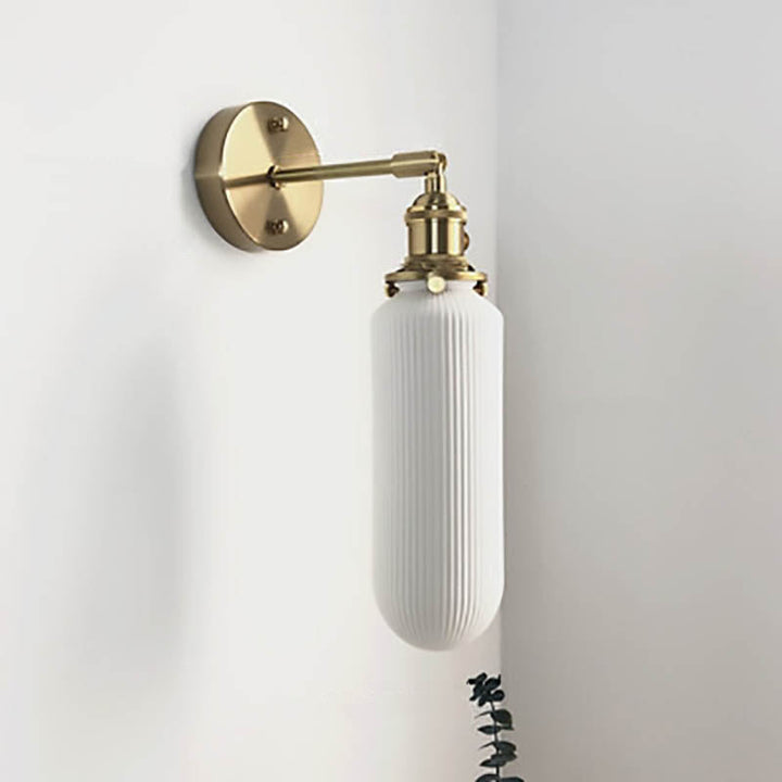 Japanese Brass Pleated Glass Wall Light – Retro