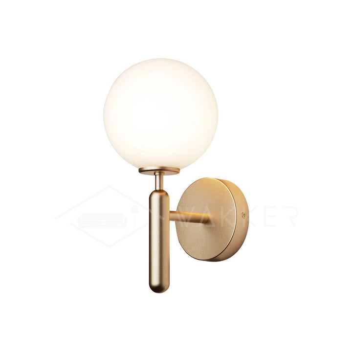 Black white glass globe wall lamp variant on dark feature wall