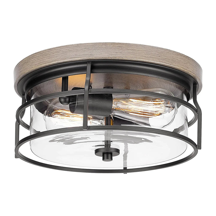 Black ceiling light styled in modern farmhouse dining room