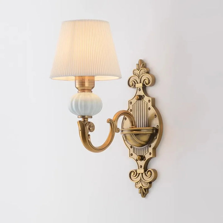 European retro wall light with fabric shade in classic interior