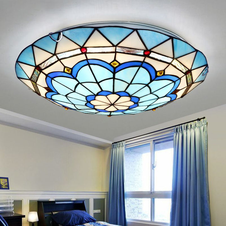 Tiffany flush mount colourful glass ceiling light – main product view