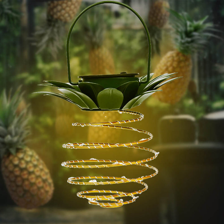 Vintage Solar Pineapple LED Hanging Lantern — Garden Decor