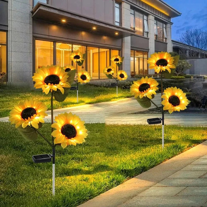 Vintage Sunflower Solar LED Stake Light — Garden Decor