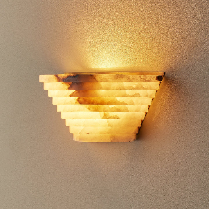 Descartes hand-carved alabaster wall light detail