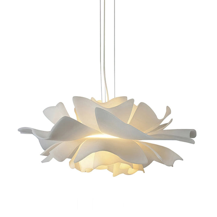 Modern White Lotus ceiling lamp emitting warm diffused glow (view 10)