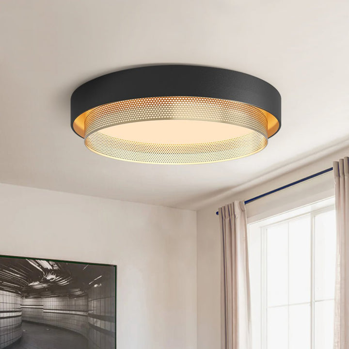 Zorlin black and gold LED flush mount ceiling light – main product view