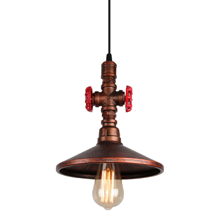 Industrial pipe pendant light with valve handles – view 10