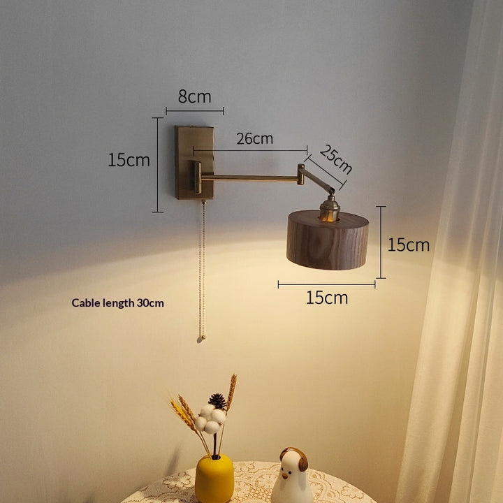 American black walnut wall sconce with warm LED light