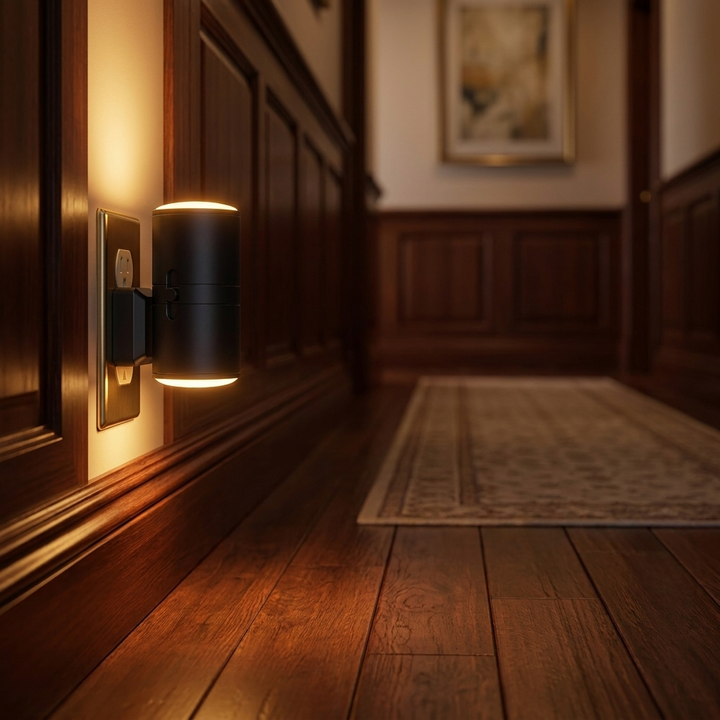 Plug-In Night Light with Dusk-to-Dawn Sensor in hallway