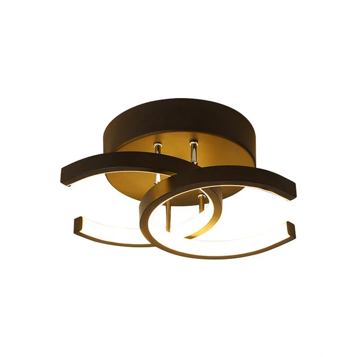 Black and white aluminium ceiling lamp shown from the side