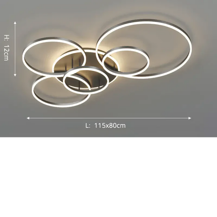 Velia black aluminium dimmable pendant installed living room