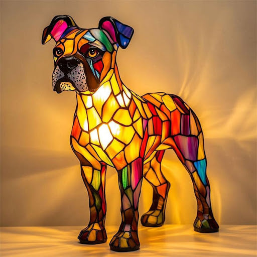 Lunaro LED dog lamp displayed on a bedside table