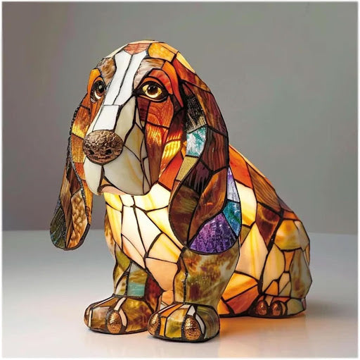 Lunaro LED dog breed night light with detailed dog silhouette glowing softly